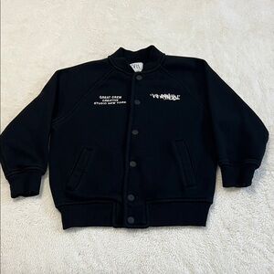 Ara kids Black Graphic Varsity Jacket